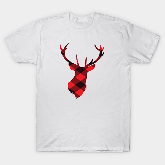 Plaid Reindeer T Shirt Holiday Christmas Tee for Women Men T-Shirt by amitsurti